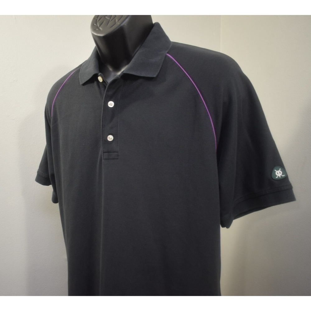 Brooks Brothers St Andrews Links Golf Polo Black Short Sleeve Mens Size Large